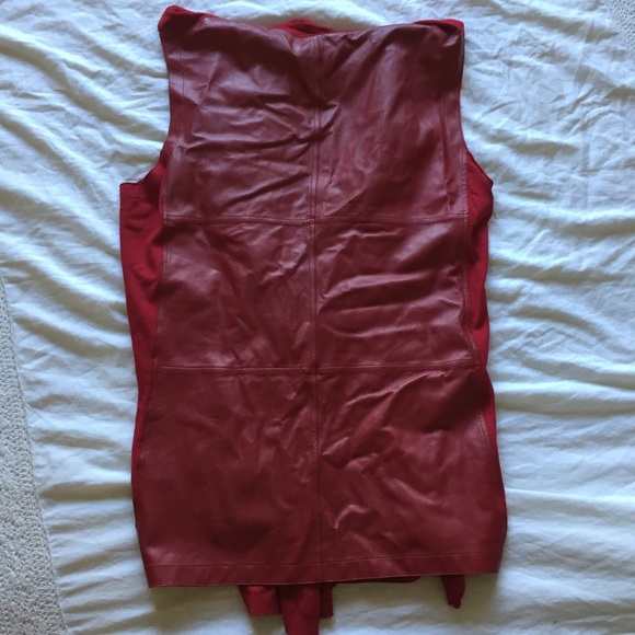 lafayette 148 red vest with faux leather back - Picture 3 of 5